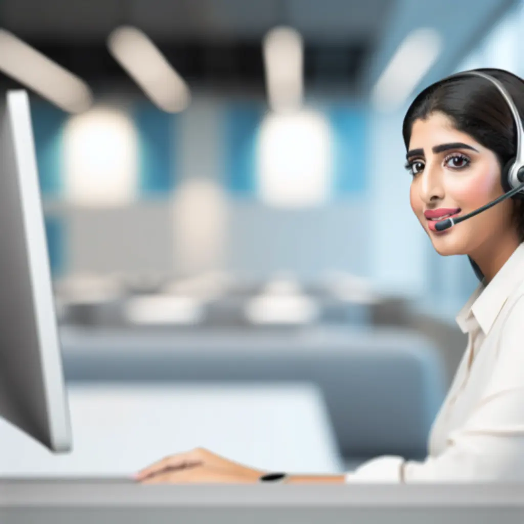 Klantenservice medewerker helpt via headset